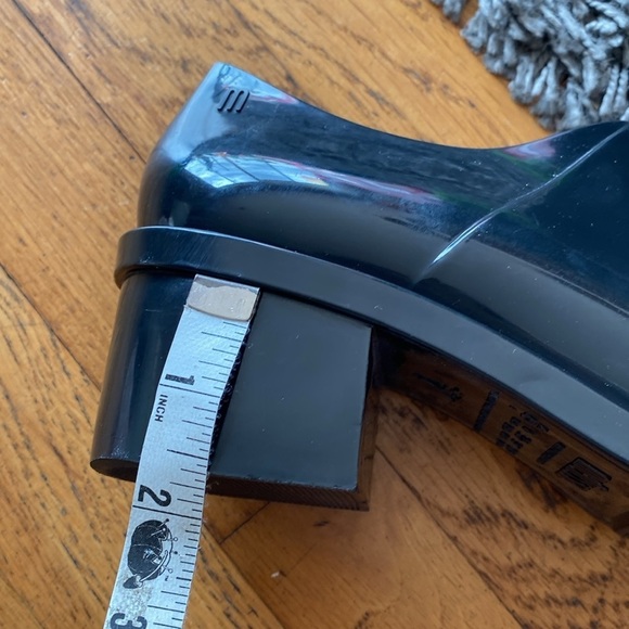 Melissa Black Rubber Stacked Block Heel Oxford Jelly Shoes Size 6 - Picture 14 of 14